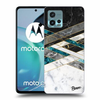 Picasee Motorola Moto G72 Hülle - Schwarzes Silikon - Black & White geometry