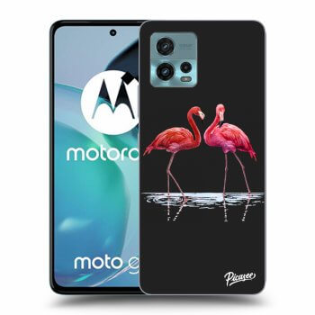 Picasee Motorola Moto G72 Hülle - Schwarzes Silikon - Flamingos couple