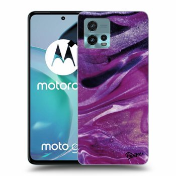Picasee Motorola Moto G72 Hülle - Schwarzes Silikon - Purple glitter