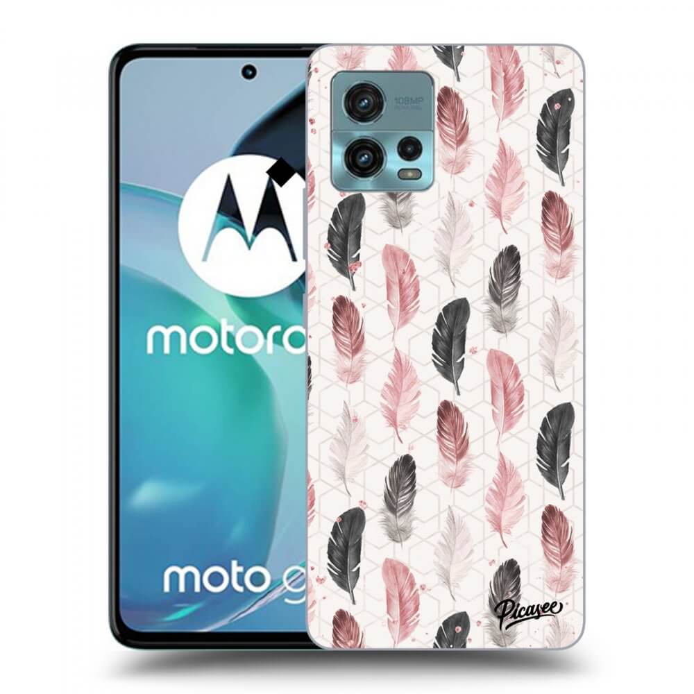 Picasee Motorola Moto G72 Hülle - Schwarzes Silikon - Feather 2