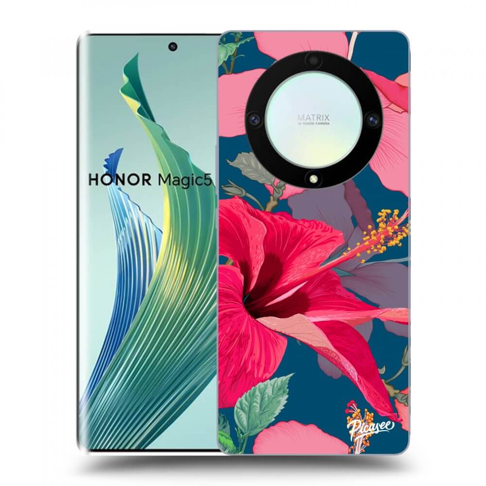 Picasee Honor Magic5 Lite 5G Hülle - Schwarzes Silikon - Hibiscus