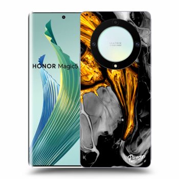 Picasee Honor Magic5 Lite 5G Hülle - Transparentes Silikon - Black Gold