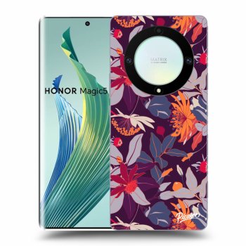 Picasee Honor Magic5 Lite 5G Hülle - Transparentes Silikon - Purple Leaf