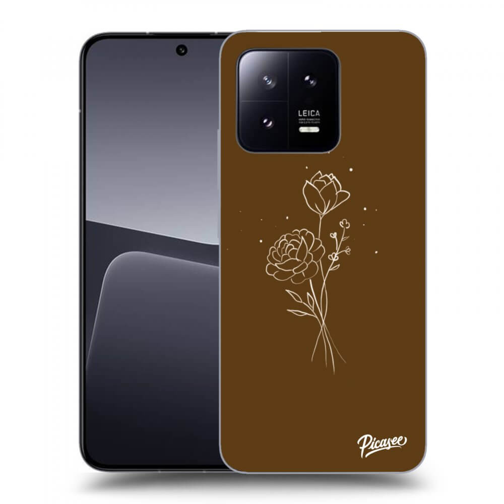 Picasee Xiaomi 13 Pro Hülle - Schwarzes Silikon - Brown flowers