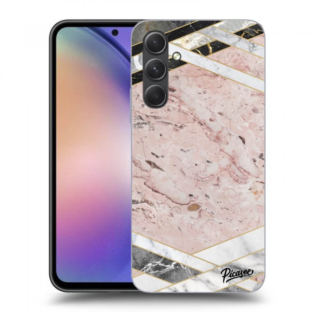 Picasee Samsung Galaxy A54 5G Hülle - Transparentes Silikon - Pink geometry