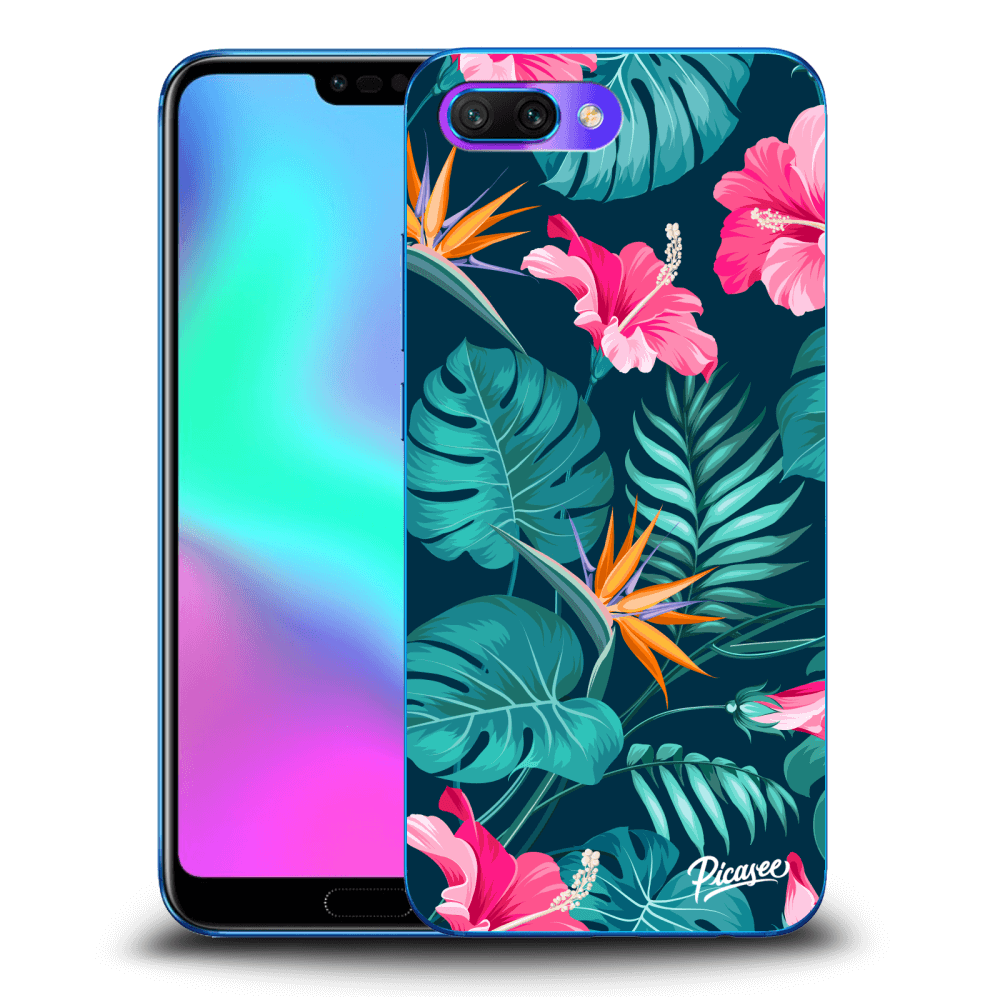 Picasee Honor 10 Hülle - Transparentes Silikon - Pink Monstera