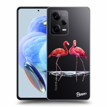 Picasee Xiaomi Redmi Note 12 Pro 5G Hülle - Transparentes Silikon - Flamingos couple