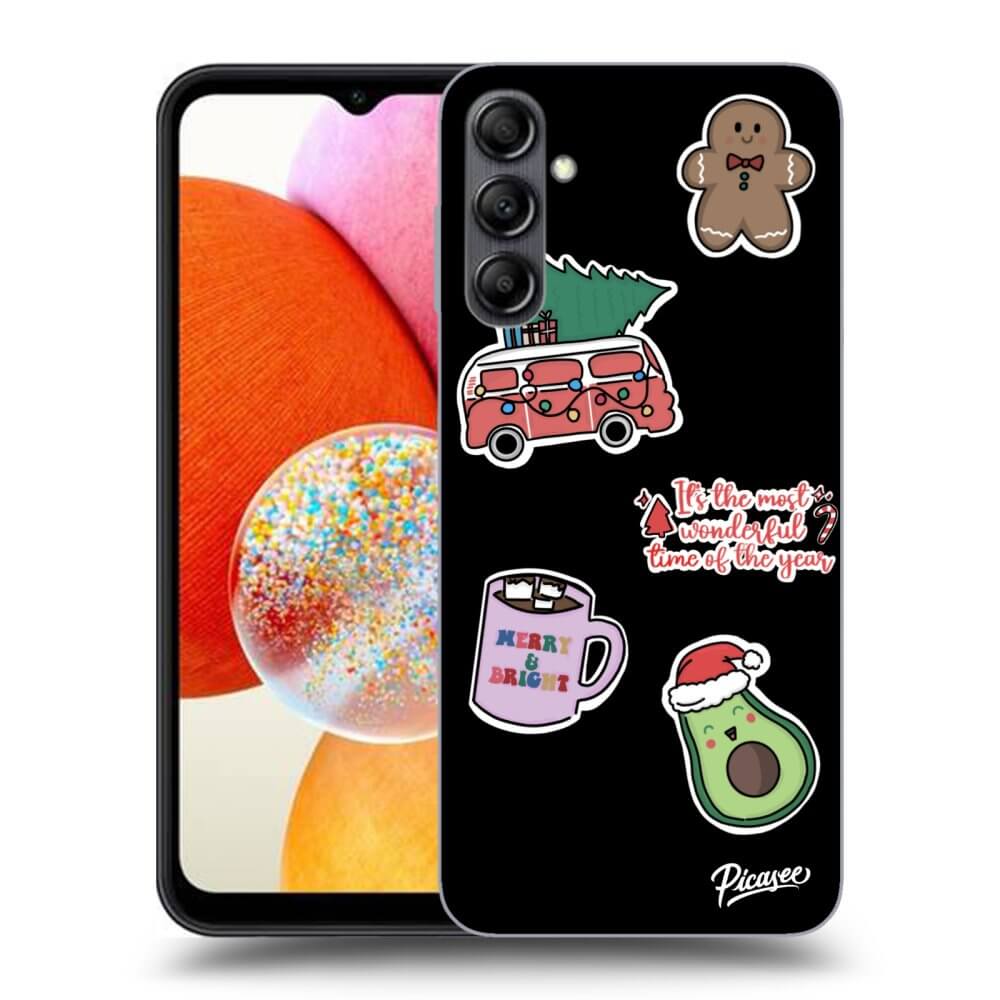 Picasee Samsung Galaxy A14 4G A145R Hülle - Schwarzes Silikon - Christmas Stickers