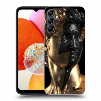Picasee Samsung Galaxy A14 5G A146P Hülle - Schwarzes Silikon - Wildfire - Gold