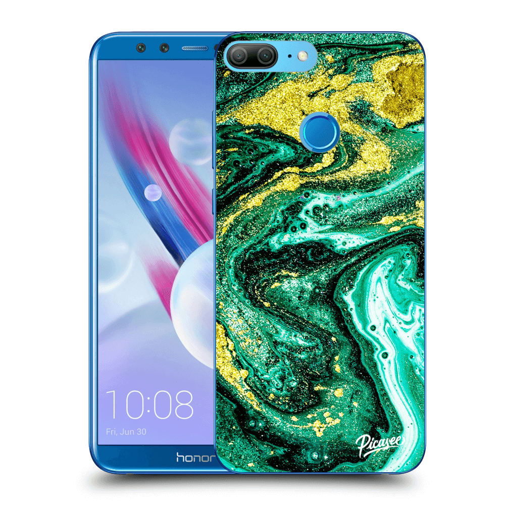 Picasee Honor 9 Lite Hülle - Transparentes Silikon - Green Gold
