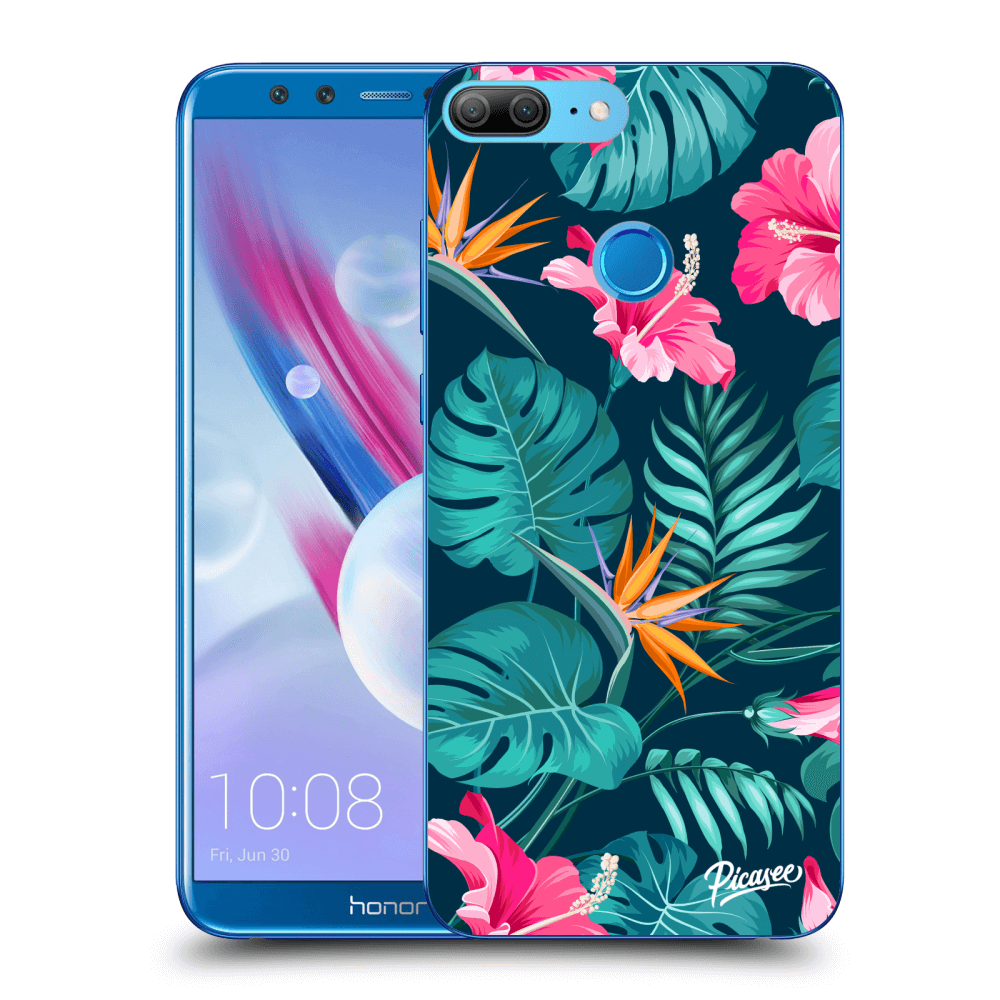 Picasee Honor 9 Lite Hülle - Transparentes Silikon - Pink Monstera