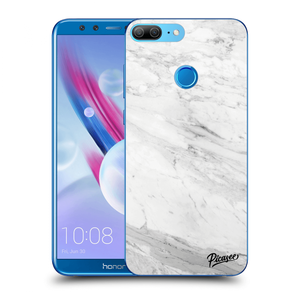 Picasee Honor 9 Lite Hülle - Schwarzes Silikon - White marble