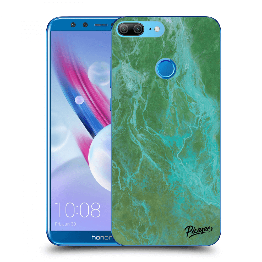 Picasee Honor 9 Lite Hülle - Transparentes Silikon - Green marble