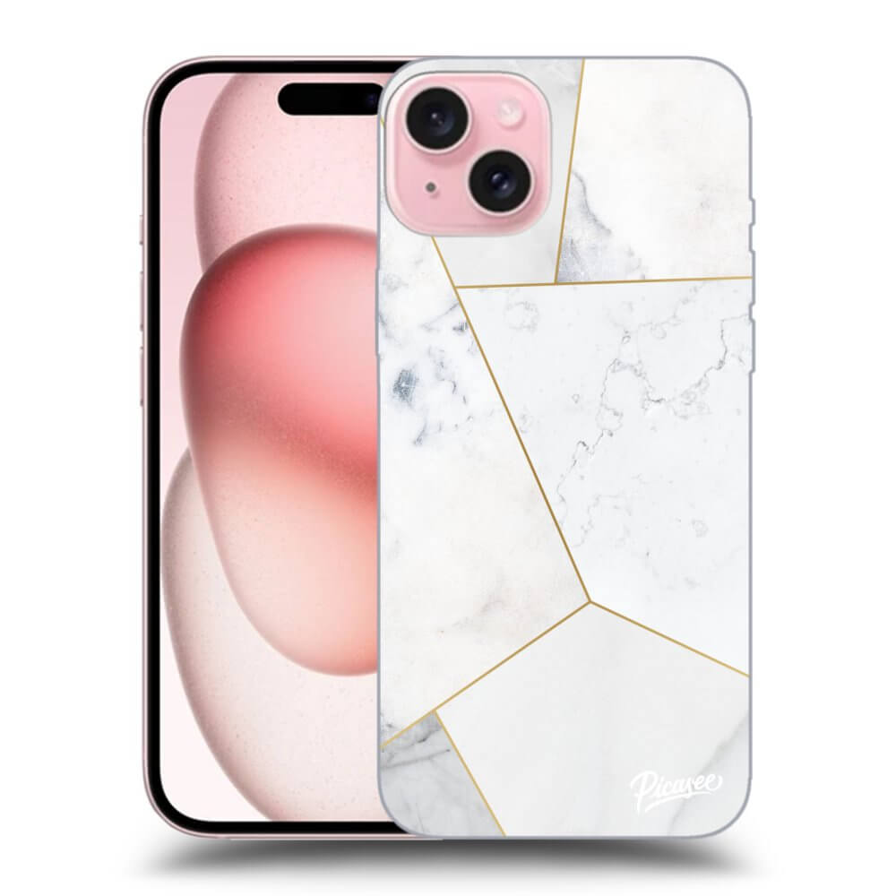 Picasee Apple iPhone 15 Hülle - Transparentes Silikon - White tile