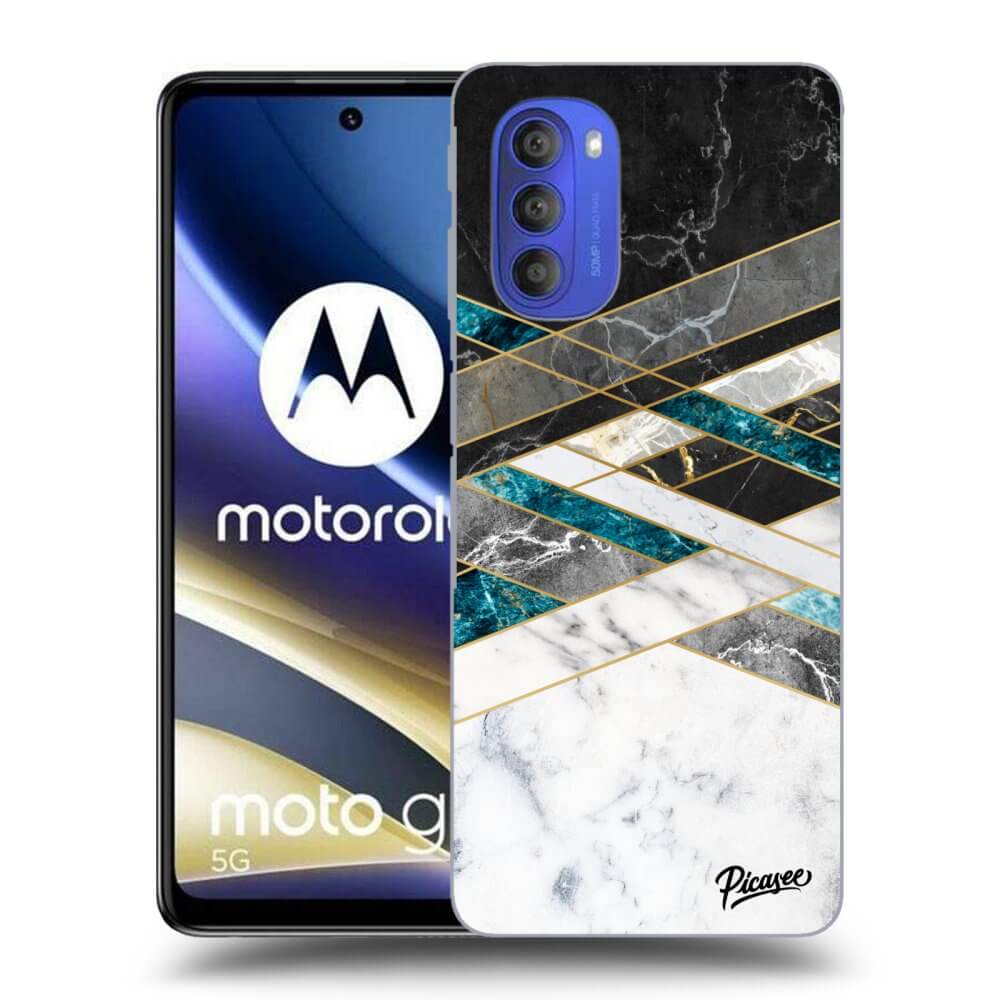 Picasee Motorola Moto G51 Hülle - Schwarzes Silikon - Black & White geometry