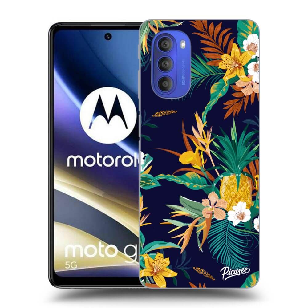 Picasee Motorola Moto G51 Hülle - Schwarzes Silikon - Pineapple Color
