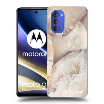 Picasee Motorola Moto G51 Hülle - Schwarzes Silikon - Cream marble