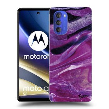 Picasee Motorola Moto G51 Hülle - Schwarzes Silikon - Purple glitter