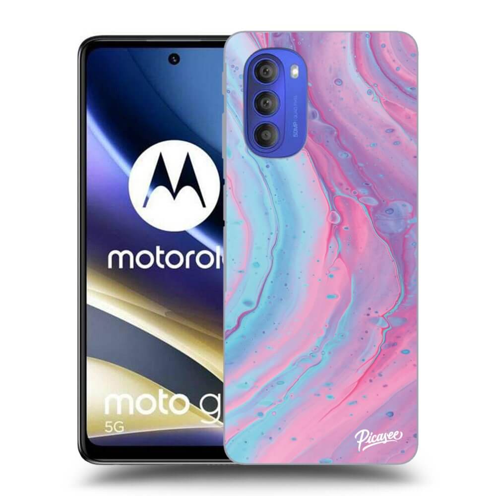 Motorola Moto G51 Hülle - Schwarzes Silikon - Pink Liquid