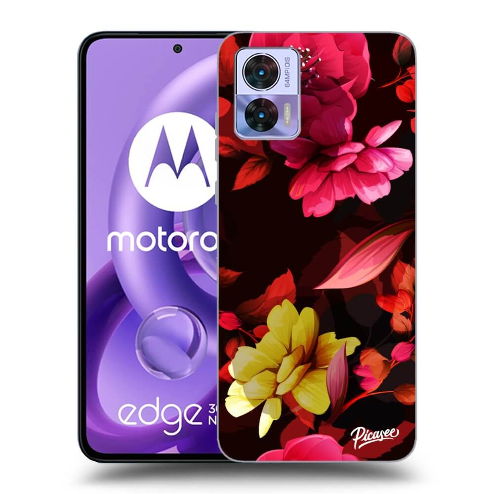 Picasee Motorola Edge 30 Neo Hülle - Schwarzes Silikon - Dark Peonny