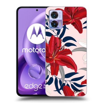 Picasee Motorola Edge 30 Neo Hülle - Schwarzes Silikon - Red Lily