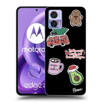 Picasee Motorola Edge 30 Neo Hülle - Schwarzes Silikon - Christmas Stickers