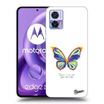 Picasee Motorola Edge 30 Neo Hülle - Schwarzes Silikon - Diamanty White