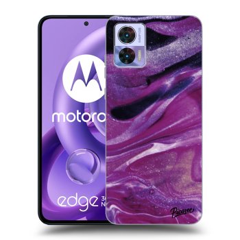 Picasee Motorola Edge 30 Neo Hülle - Schwarzes Silikon - Purple glitter