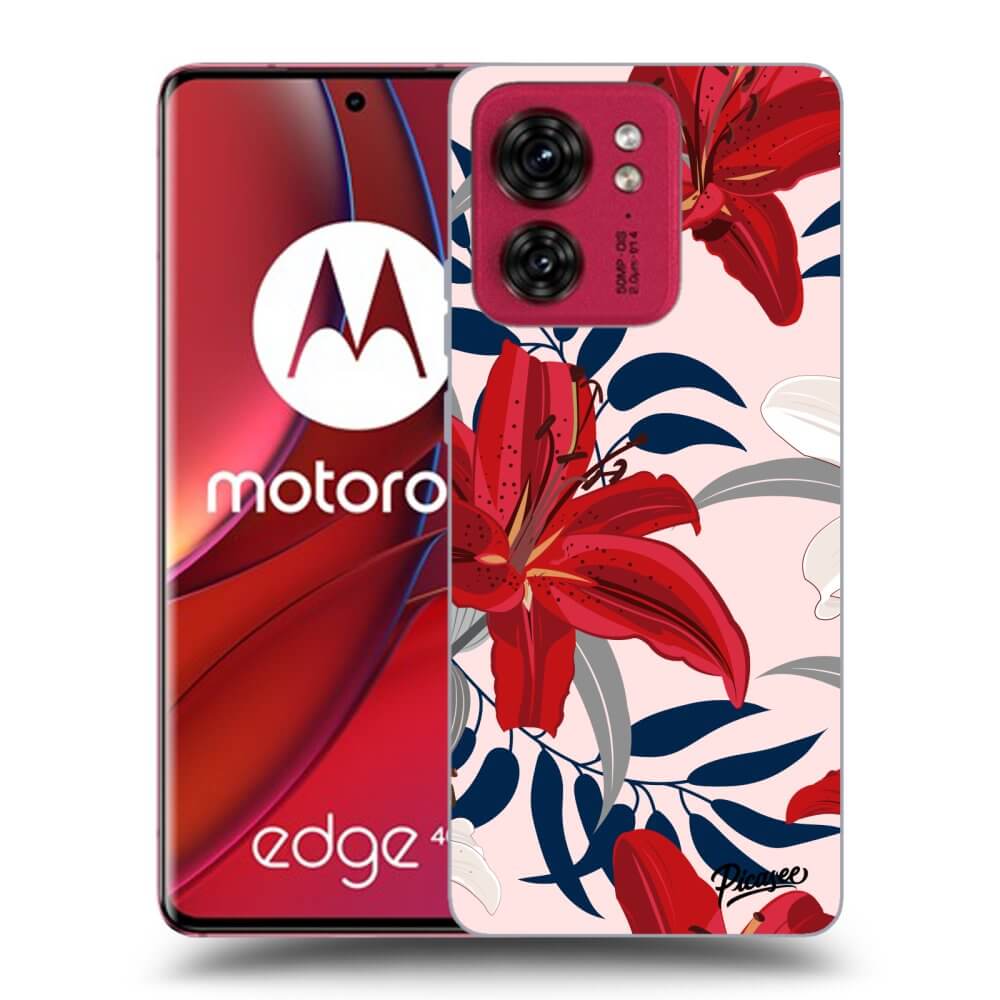 Picasee Motorola Edge 40 Hülle - Schwarzes Silikon - Red Lily
