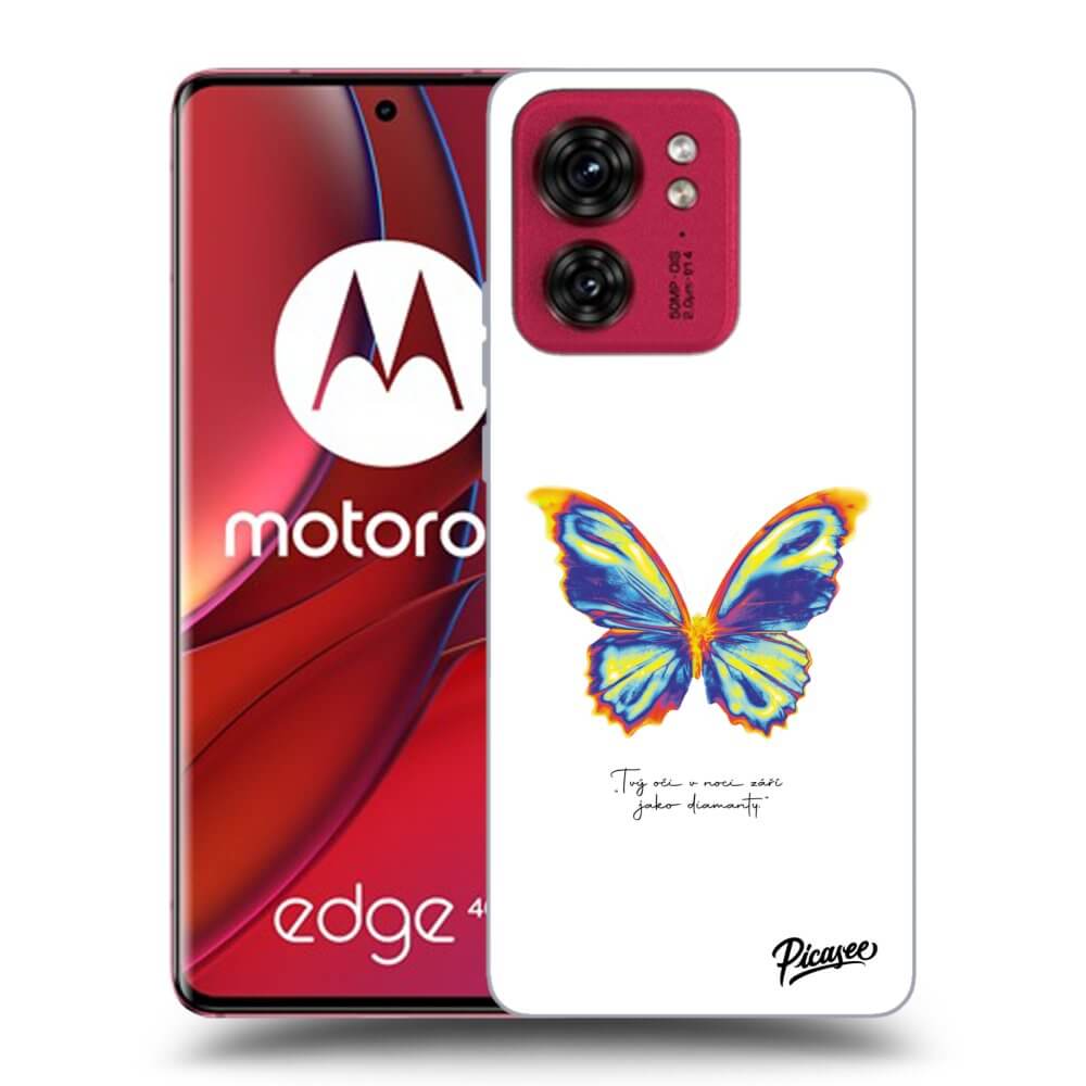 Picasee Motorola Edge 40 Hülle - Schwarzes Silikon - Diamanty White