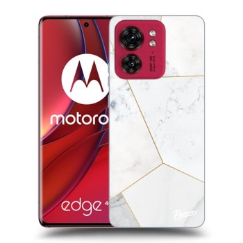 Picasee Motorola Edge 40 Hülle - Schwarzes Silikon - White tile