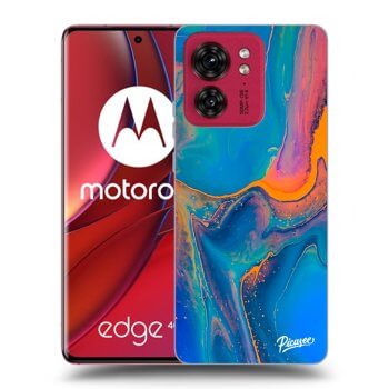 Picasee Motorola Edge 40 Hülle - Schwarzes Silikon - Rainbow