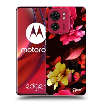 Picasee Motorola Edge 40 Hülle - Schwarzes Silikon - Dark Peonny