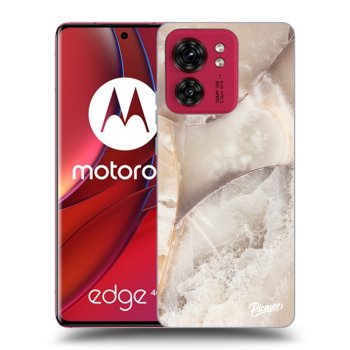 Picasee Motorola Edge 40 Hülle - Schwarzes Silikon - Cream marble