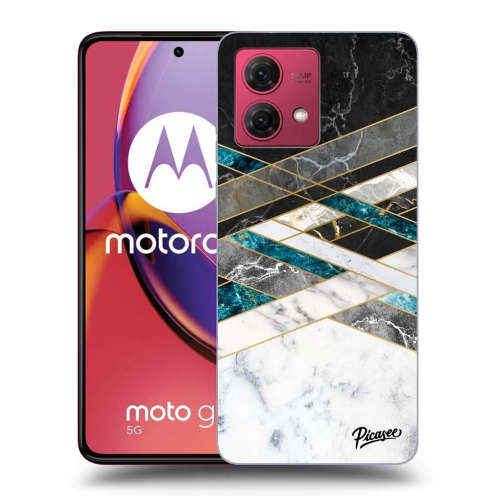Picasee Motorola Moto G84 5G Hülle - Schwarzes Silikon - Black & White geometry