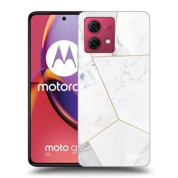 Picasee Motorola Moto G84 5G Hülle - Schwarzes Silikon - White tile