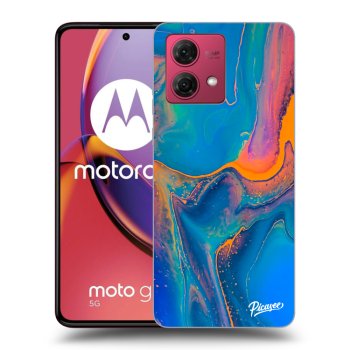 Picasee Motorola Moto G84 5G Hülle - Schwarzes Silikon - Rainbow