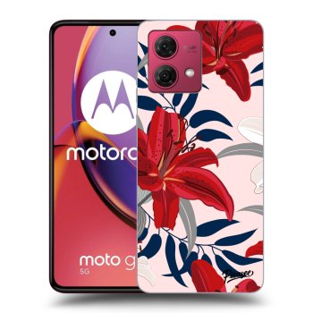 Picasee Motorola Moto G84 5G Hülle - Schwarzes Silikon - Red Lily