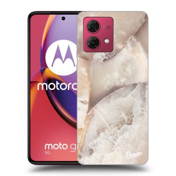 Picasee Motorola Moto G84 5G Hülle - Schwarzes Silikon - Cream marble