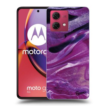 Picasee Motorola Moto G84 5G Hülle - Schwarzes Silikon - Purple glitter