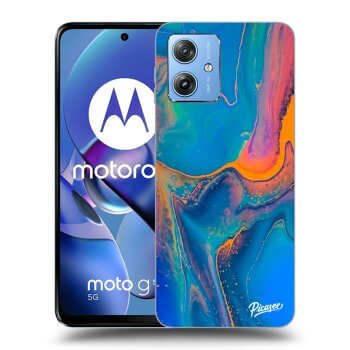 Picasee Motorola Moto G54 5G Hülle - Schwarzes Silikon - Rainbow
