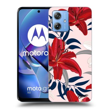 Picasee Motorola Moto G54 5G Hülle - Schwarzes Silikon - Red Lily