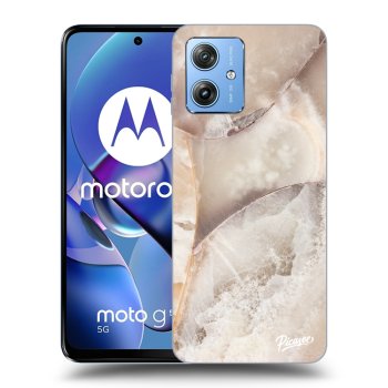 Picasee Motorola Moto G54 5G Hülle - Schwarzes Silikon - Cream marble