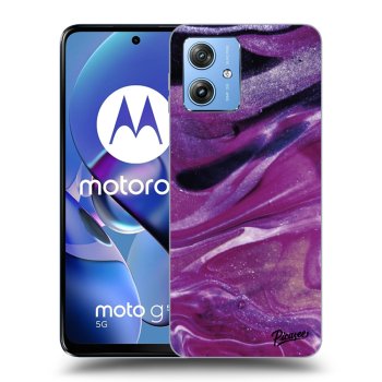 Picasee Motorola Moto G54 5G Hülle - Schwarzes Silikon - Purple glitter