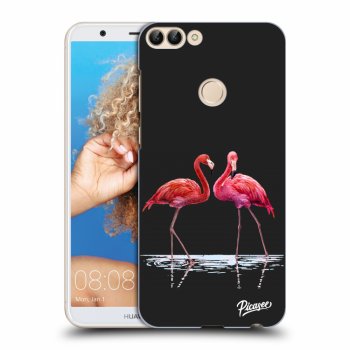Picasee Huawei P Smart Hülle - Schwarzes Silikon - Flamingos couple