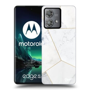 Picasee Motorola Edge 40 Neo Hülle - Schwarzes Silikon - White tile