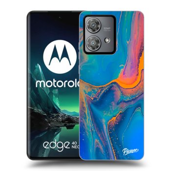 Picasee Motorola Edge 40 Neo Hülle - Schwarzes Silikon - Rainbow