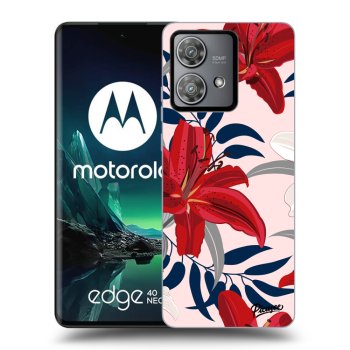 Picasee Motorola Edge 40 Neo Hülle - Schwarzes Silikon - Red Lily