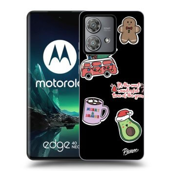 Picasee Motorola Edge 40 Neo Hülle - Schwarzes Silikon - Christmas Stickers