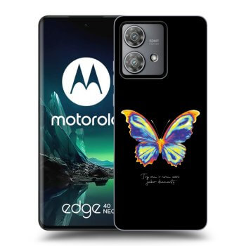 Picasee Motorola Edge 40 Neo Hülle - Schwarzes Silikon - Diamanty Black